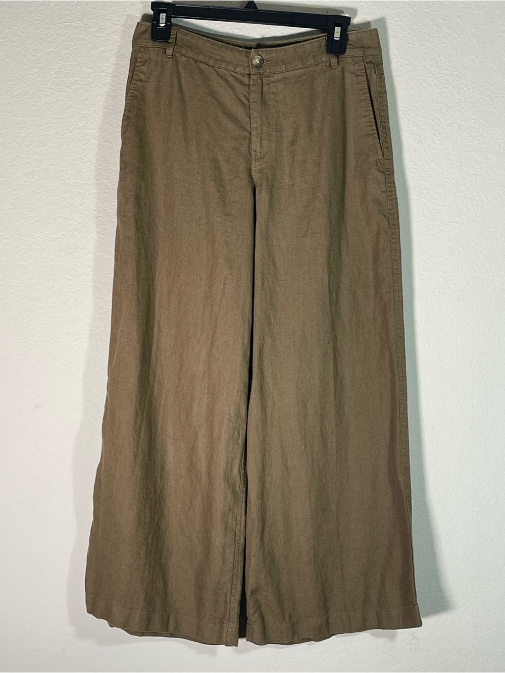 Madewell The Petite Zoe Relaxed Wide Pant in 100% Linen Size 2P in Safari Khaki - Picture 5 of 16
